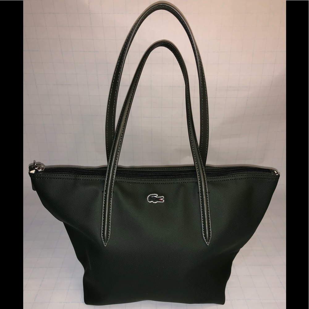 Olive green small Lacoste small tote, only worn once